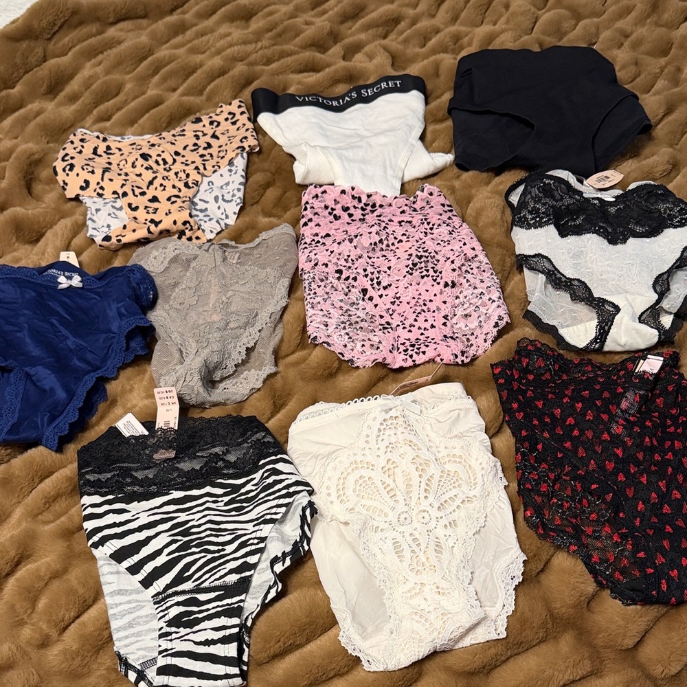 Victoria's Secret Patterned and Lace Panties Collection. Bundle of 10 NWT Size L